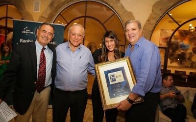 Liron Tzour with Jonathan Davis, Prof. Uriel Reichman, former President and Chairman of the Board of Directors and Oudi Recanati, Chancellor Reichman University at the annual Recanati Gala