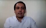 Screen capture from video of prominent Iranian dissident Majid Tavakoli, February 2022. (YouTube; used in accordance with Clause 27a of the Copyright Law)
