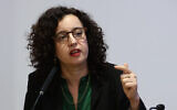 Dr. Tamar Hostovsky Brandes of the Ono Academic College Faculty of Law at a ToI Live event in Jerusalem’s Israel Democracy Institute, December 15, 2022. (Oded Antman/IDI)