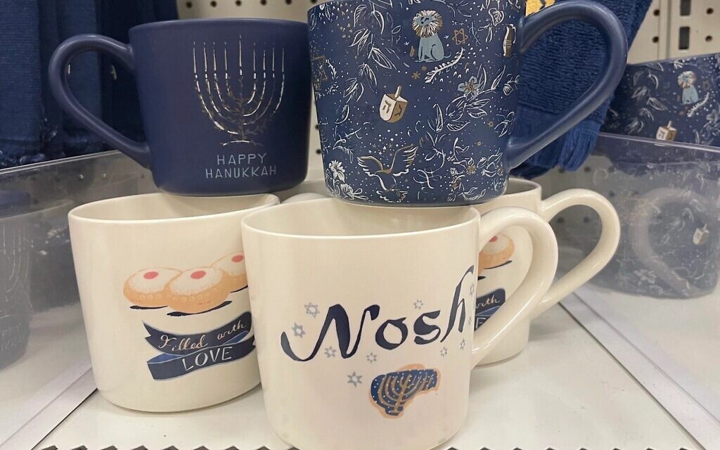 Target's array of Hanukkah mugs represent just a small swath of the national retailer's 2022 Hanukkah collection. (Philissa Cramer/ JTA) Target's array of Hanukkah mugs represent just a small swath of the national retailer's 2022 Hanukkah collection. (Philissa Cramer/ JTA)