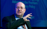 Then-Brazil Central Bank Governor Ilan Goldfajn speaks at a forum in Washington, April 18, 2018. (AP Photo/Jose Luis Magana)