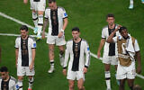 Germany leaves the field after the World Cup Group E soccer game between Costa Rica and Germany at the Al Bayt Stadium in Al Khor, Qatar, December 1, 2022. (AP Photo/Ariel Schalit)