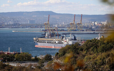 An oil tanker in Novorossiysk, Russia, on October 11, 2022. (AP Photo, File)