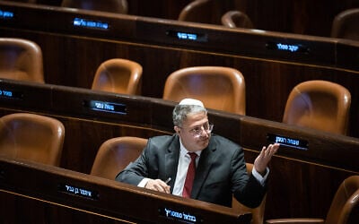Otzma Yehudit party leader Itamar Ben Gvir at the Knesset in Jerusalem, December 20, 2022. (Yonatan Sindel/Flash90)