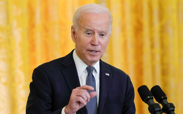US President Joe Biden speaks during a news conference with French President Emmanuel Macron in the East Room of the White House in Washington, Dec. 1, 2022. (AP Photo/Susan Walsh) US President Joe Biden speaks during a news conference with French President Emmanuel Macron in the East Room of the White House in Washington, Dec. 1, 2022. (AP Photo/Susan Walsh)