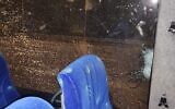 Damage caused to an Israeli bus in a shooting attack near Ofra in the West Bank, early December 2, 2022. (Courtesy)