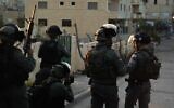 Border Police troops clash with Palestinians in the Aida Refugee Camp, near Rachel's Tomb on the outskirts of Jerusalem, December 5, 2022. (Israel Police)