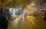 The scene of a riot in the Jerusalem neighborhood of Mea Shearim on December 14, 2022. (Israel Police)