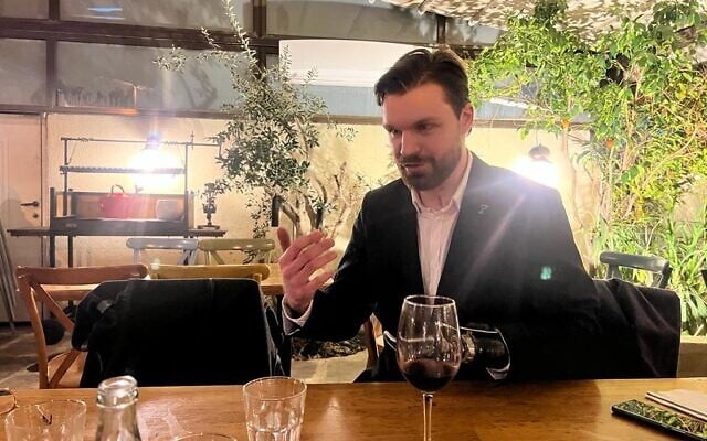 Illia Samoilenko, a lieutenant in Ukraine's Azov Regiment, speaks to The Times of Israel in Jerusalem, December 14, 2022 (Lazar Berman/The Times of Israel)