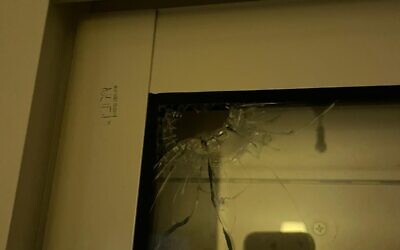 Damage caused to a home in the West Bank settlement of Shaked, following an apparent shooting attack, December 23, 2022. (Courtesy)