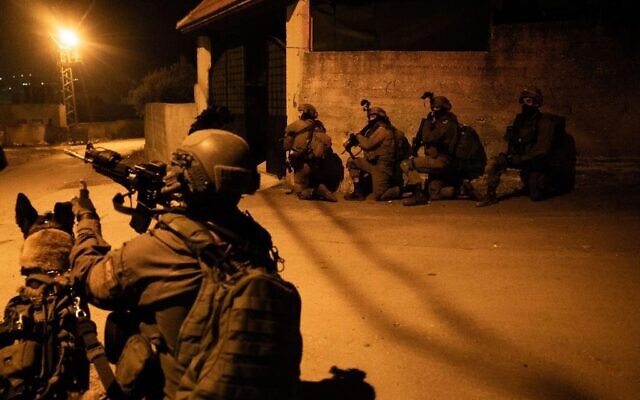 Israeli troops operate in the West Bank, early December 1, 2022. (Israel Defense Forces) Israeli troops operate in the West Bank, early December 1, 2022. (Israel Defense Forces)