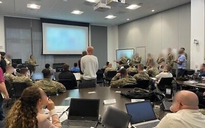 US Cyber Command officers and Israeli military cyber officials participate in a drill at the Georgia Cyber Center, in Augusta, Georgia, in early December 2022. (Israel Defense Forces)