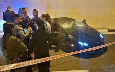 The scene of a suspected assassination attempt on Route 6, near Ben Shemen Interchange, December 6, 2022. (Israel Police)
