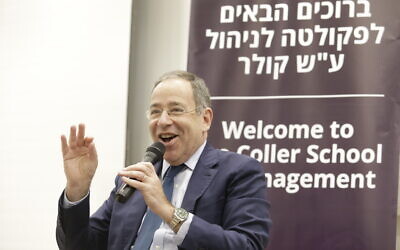 US Ambassador to Israel Tom Nides speaks at an event organized by Tel Aviv University's Coller School of Management on December 7, 2022. (Courtesy)