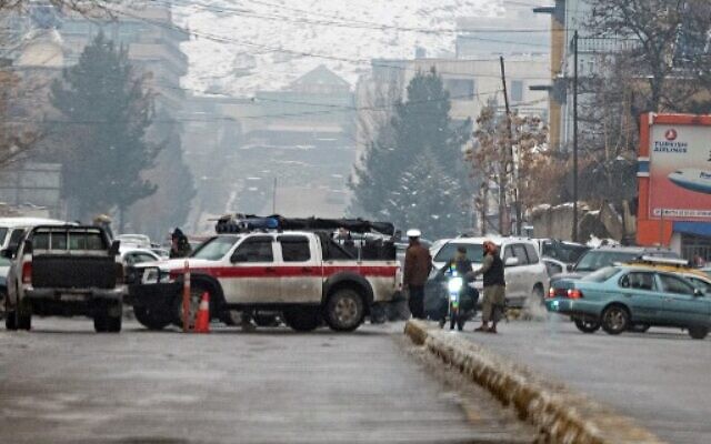 Taliban security forces block a road after a suicide blast near Afghanistan's foreign ministry at the Zanbaq Square in Kabul on January 11, 2023. (Wakil KOHSAR / AFP) Taliban security forces block a road after a suicide blast near Afghanistan's foreign ministry at the Zanbaq Square in Kabul on January 11, 2023. (Wakil KOHSAR / AFP)