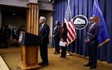 US Attorney General Merrick Garland is joined by Principal Deputy Assistant Attorney General Doha Mekki of the Antitrust Division (left), US Associate Attorney General Vanita Gupta (second from left) and Assistant Attorney General Jonathan Kanter of the Antitrust Division (right), as he speaks during a news conference at the Justice Department to announce a new antitrust lawsuit against Google on January 24, 2023 in Washington, DC. (Anna Moneymaker / Getty Images via AFP)