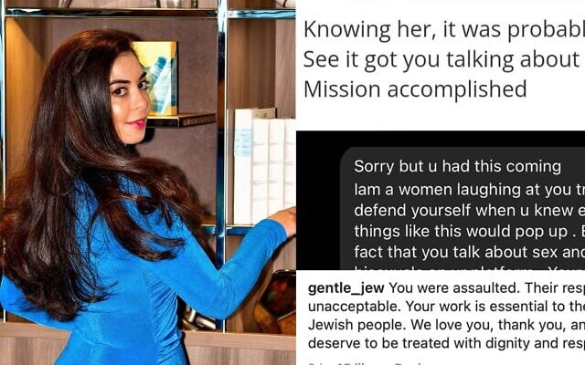 Brooklyn Orthodox influencer Adina Miles-Sash, aka 'Flatbush Girl,' held a livestream event one Instagram on January 14, 2023, where a man flashed her and thousands of other participants. Some commenters blamed her for the incident, but many also supported her. (Courtesy via JTA)