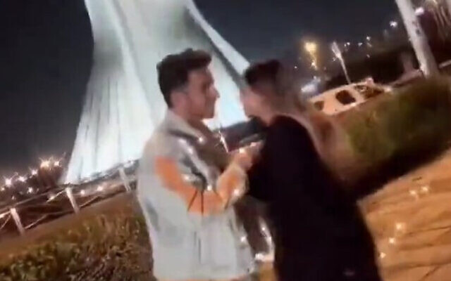 Astiyazh Haghighi and her fiance Amir Mohammad Ahmadi dance in Tehran (Twitter screenshot, used in accordance with clause 27a of the Copyright Law) Astiyazh Haghighi and her fiance Amir Mohammad Ahmadi dance in Tehran (Twitter screenshot, used in accordance with clause 27a of the Copyright Law)