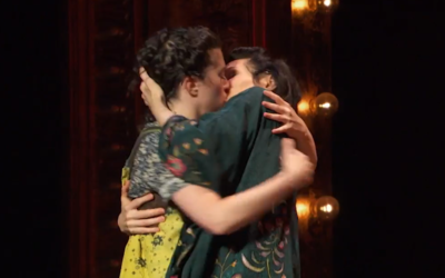 A scene in the production "Indecent," telling the story of a controversial 1923 Yiddish play which featured Broadway's first lesbian kiss. (YouTube screenshot: used in accordance with Clause 27a of the Copyright Law)