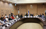The Knesset's Immigration, Absorption, and Diaspora Affairs Committee holds a hearing on Hebrew teacher shortages on January 18, 2023. (Noam Moskowitz/Knesset)