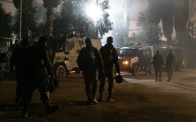 Illustrative: Israeli troops operate in the West Bank, early December 21, 2022. (Israel Defense Forces)