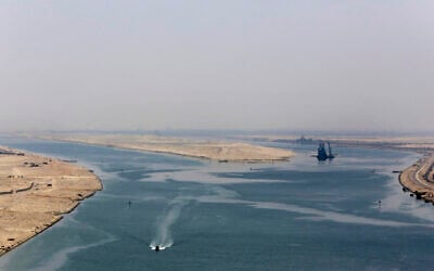 Illustrative: The Suez Canal near Ismailia, Egypt, August 6, 2015. (AP Photo/Amr Nabil, File)
