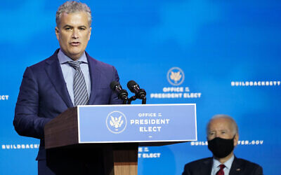 Jeff Zients speaks during an event at The Queen theater in Wilmington, Delaware on December 8, 2020, to announce US President-elect Joe Biden's health care team. (AP Photo/Susan Walsh, File)