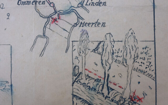 Detail of the map showing where the Nazi loot was reportedly buried in Ommeren, near Arnhem, is seen at the National Archive of the Netherlands in The Hague, Monday, Jan. 23, 2023.(AP/Peter Dejong) Detail of the map showing where the Nazi loot was reportedly buried in Ommeren, near Arnhem, is seen at the National Archive of the Netherlands in The Hague, Monday, Jan. 23, 2023.(AP/Peter Dejong)