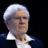 Former Supreme Court president Aharon Barak in Jerusalem, December 8, 2019. (Yonatan Sindel/Flash90)