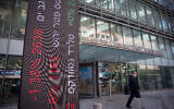 Illustrative: View of the Tel Aviv Stock Exchange, November 29, 2020. (Miriam Alster/Flash90)