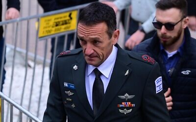 Incoming IDF chief of staff Herzi Halevi is seen during a ceremony at the IDF headquarters in Tel Aviv, January 1, 2023. (Tomer Neuberg/Flash90)