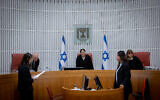 Illustrative: The High Court of Justice convenes in Jerusalem to discuss the potential evacuation of the West Bank outpost of Homesh, January 2, 2023. (Yonatan Sindel/Flash90)