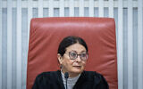 Supreme Court President Esther Hayut at a hearing on petitions demanding the annulment of the appointment of Shas leader Aryeh Deri as a government minister due to his recent conviction on tax offenses, at the Supreme Court in Jerusalem, on January 5, 2023. (Yonatan Sindel/Flash90)