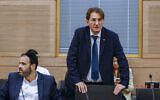 Likud MK Boaz Bismuth speaks during a Knesset committee meeting in Jerusalem, January 17, 2023. (Olivier Fitoussi/Flash90)