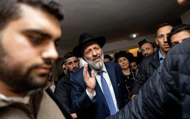 Aryeh Deri seen outside his home in Jerusalem on January 18, 2023, hours after the High Court ruled he cannot serve as a government minister. (Yonatan Sindel/Flash90) Aryeh Deri seen outside his home in Jerusalem on January 18, 2023, hours after the High Court ruled he cannot serve as a government minister. (Yonatan Sindel/Flash90)
