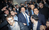 Health and Interior Minister Aryeh Deri outside his home in Jerusalem, January 18, 2023. (Yonatan Sindel/Flash90)
