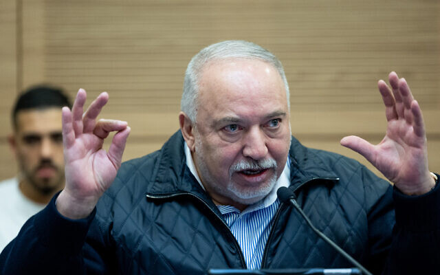 MK Avigdor Liberman speaks during Economics Committee meeting at the Knesset on January 18, 2023. (Yonatan Sindel/Flash90) MK Avigdor Liberman speaks during Economics Committee meeting at the Knesset on January 18, 2023. (Yonatan Sindel/Flash90)
