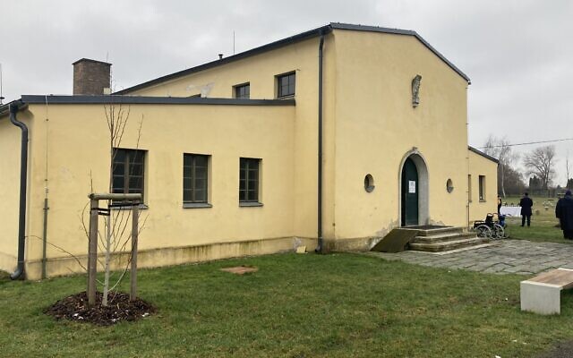 Exterior of the crematorium at Theresienstadt, January 24, 2023. (Yaakov Schwartz/ Times of Israel)