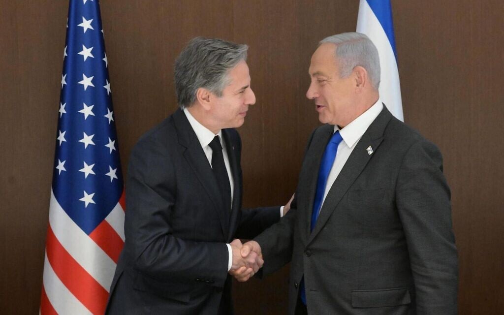 Prime Minister Benjamin Netanyahu (right) meets with US Secretary of State Antony Blinken in Jerusalem on January 30, 2023. (Amos Ben Gershom/GPO) Prime Minister Benjamin Netanyahu (right) meets with US Secretary of State Antony Blinken in Jerusalem on January 30, 2023. (Amos Ben Gershom/GPO)