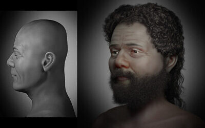 A 3D reconstruction of a male face published in December 2022, based on a 9,000-year-old plastered skull unearthed in the West Bank city of Jericho in 1953. (Cicero Moraes/Thiago Beaini/Moacir Santos)