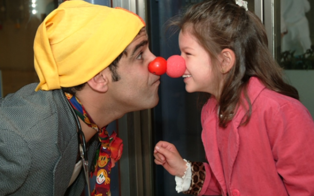 A medical clown from Dream Doctors, an Israeli nonprofit that was observed in new peer-reviewed research on medical clowning (courtesy of Dream Doctors) A medical clown from Dream Doctors, an Israeli nonprofit that was observed in new peer-reviewed research on medical clowning (courtesy of Dream Doctors)