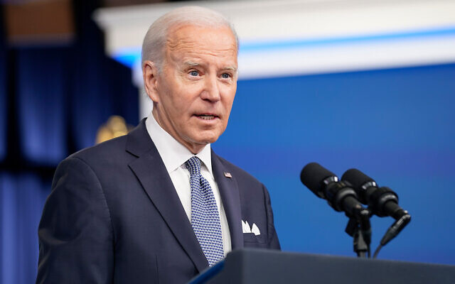 US President Joe Biden speaks wtih reporters on the White House Campus in Washington, January 12, 2023. (AP Photo/Andrew Harnik, File) US President Joe Biden speaks wtih reporters on the White House Campus in Washington, January 12, 2023. (AP Photo/Andrew Harnik, File)