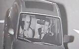 Security camera footage shows the suspects who allegedly carried out a shooting attack at the Almog Junction in the West Bank, January 28, 2023. (Courtesy)