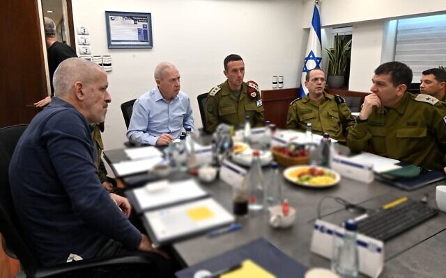 Defense Minister Yoav Gallant meets with top military officials, January 27, 2023. (Ariel Hermoni/Defense Ministry) Defense Minister Yoav Gallant meets with top military officials, January 27, 2023. (Ariel Hermoni/Defense Ministry)