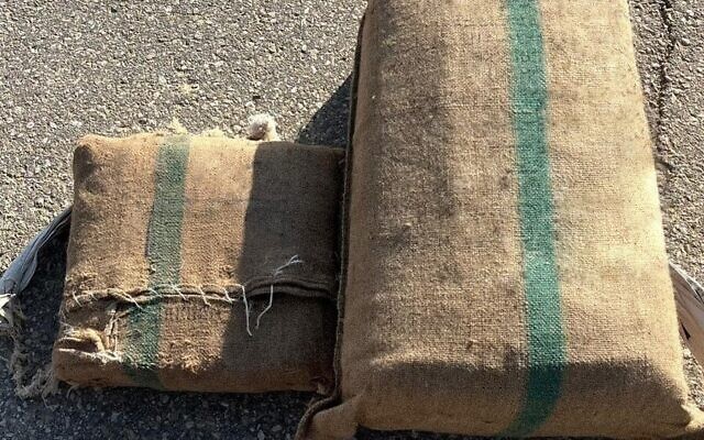 Drugs seized during a smuggling attempt on the Egypt border, January 3, 2023. (Israel Defense Forces) Drugs seized during a smuggling attempt on the Egypt border, January 3, 2023. (Israel Defense Forces)