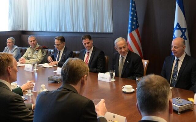 Prime Minister Benjamin Netanyahu and other top officials meet with a bipartisan delegation from the US Senate to discuss strengthening the Abraham Accords (Amos Ben Gershom/GPO) Prime Minister Benjamin Netanyahu and other top officials meet with a bipartisan delegation from the US Senate to discuss strengthening the Abraham Accords (Amos Ben Gershom/GPO)
