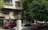A bust of Mircea Vulcanescu in Bucharest Romania, seen in 2022. (screen capture: Google Street View)