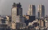 The high-rise commercial building serving as the modern headquarters of Banque Misr (Bank of Egypt), in Cairo on February 9, 2023. (Amir MAKAR / AFP)