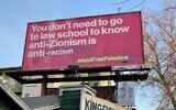 A JewBelong billboard in Oakland, California, papered over by a Jewish anti-Zionist group, February 1, 2023. (Anonymous)