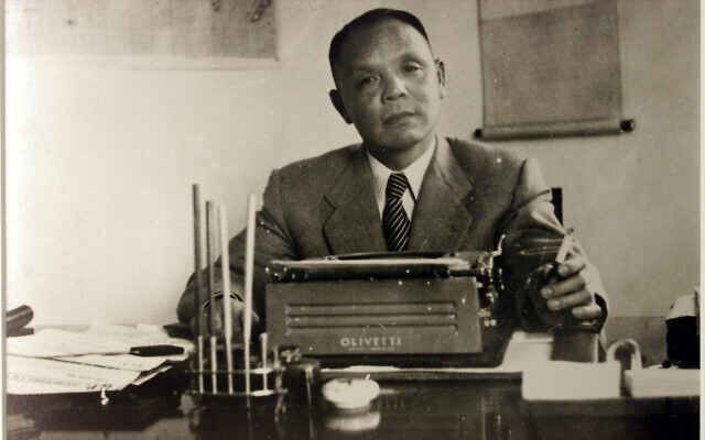 Ho Feng-Shan poses for a photo taken while he was a Chinese consul in Egypt. (Carlos Avila Gonzalez/The San Francisco Chronicle via Getty Images/ via JTA)